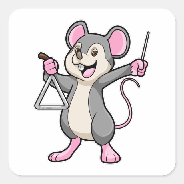 Pegatina Cuadrada Rat at Music con Triangel (Anverso)