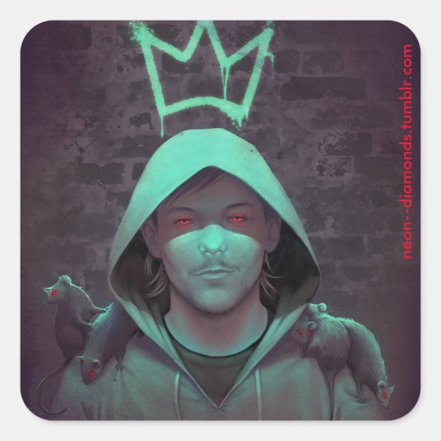 Pegatina Cuadrada Rat King (Anverso)