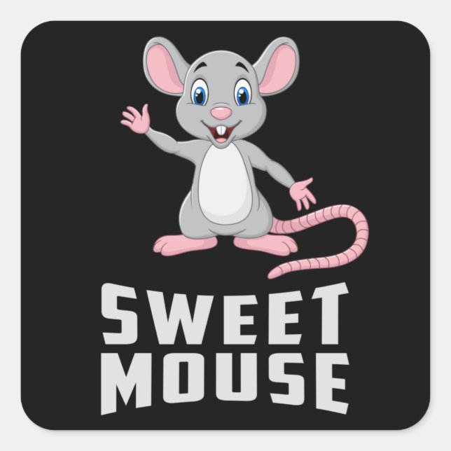 Pegatina Cuadrada Rata del ratón Queso del animal Amo Mascota Divert (Anverso)