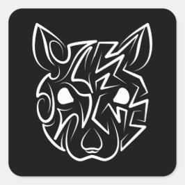 Pegatina Cuadrada Rata tribal negra y blanca