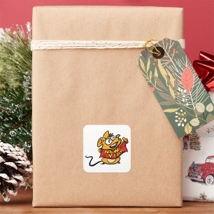 Pegatina Cuadrada Ratón de Año Nuevo