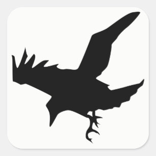 Pegatina Cuadrada Raven Silhouette