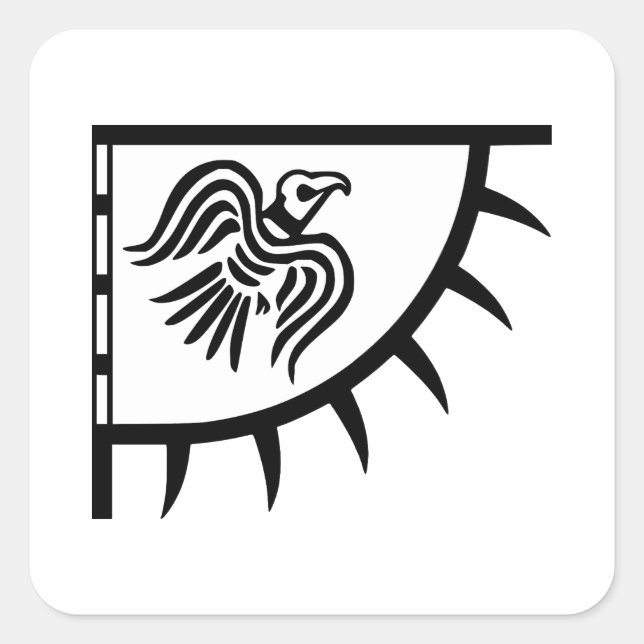 Pegatina Cuadrada Raven Viking Banner (Anverso)