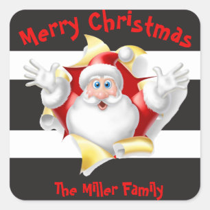 Pegatina Cuadrada raya de Santa glam