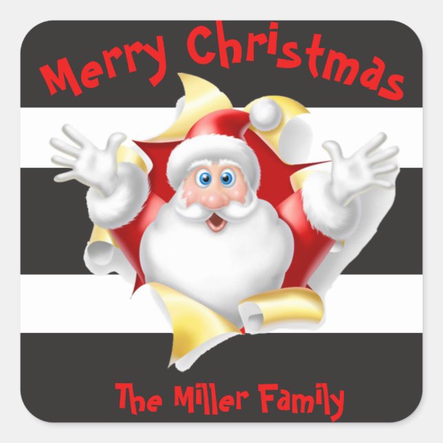 Pegatina Cuadrada raya de Santa glam (Anverso)