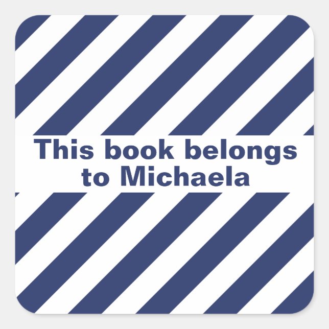 Pegatina Cuadrada Rayado Azul Y Blanco (Anverso)
