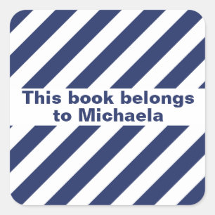 Pegatina Cuadrada Rayado Azul Y Blanco