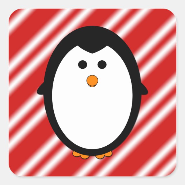 Pegatina Cuadrada Rayas de pingüino (Anverso)