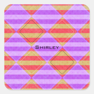 Pegatina Cuadrada Rayas, diamantes, patrón de punto de Shirley Taylo