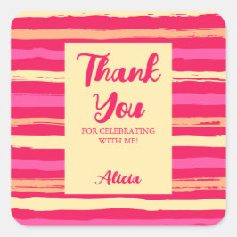 Pegatina Cuadrada Rayas Dolorosas Coloridas De Cubrecamas Rosa