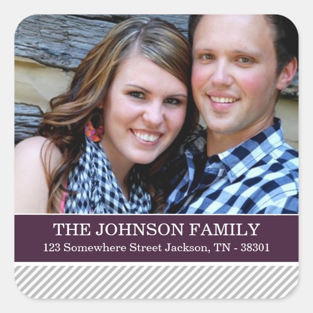 Pegatina Cuadrada Rayas grises y púrpuras Foto de Pegatinas (Anverso)