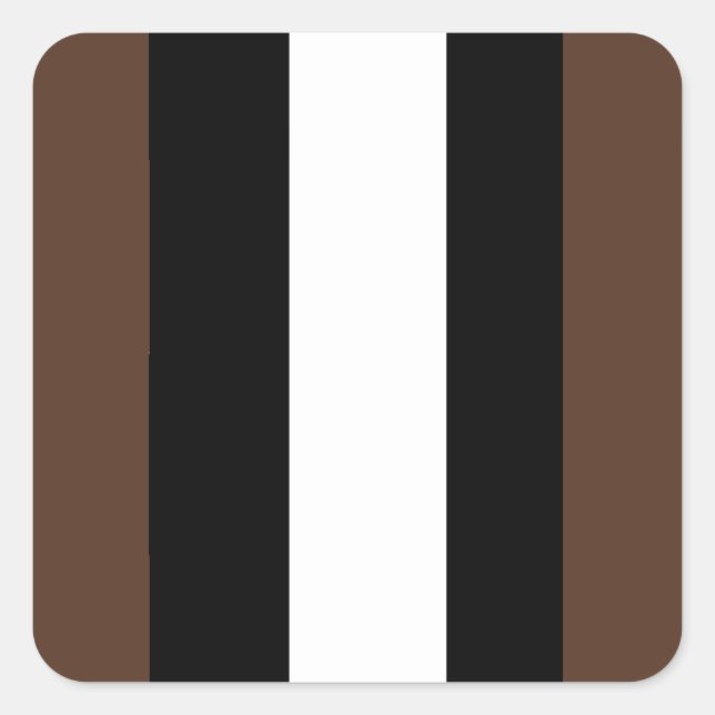Pegatina Cuadrada Rayas marrones, negras y blancas (Anverso)