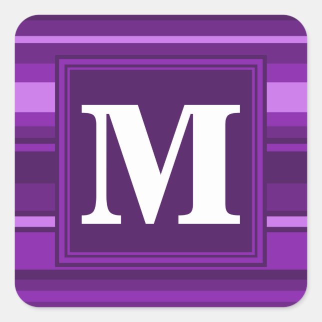 Pegatina Cuadrada Rayas moradas monográficas (Anverso)