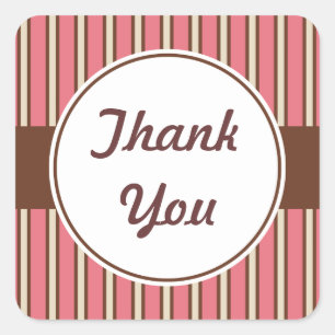 Pegatina Cuadrada Rayas rosadas Gracias Pegatinas