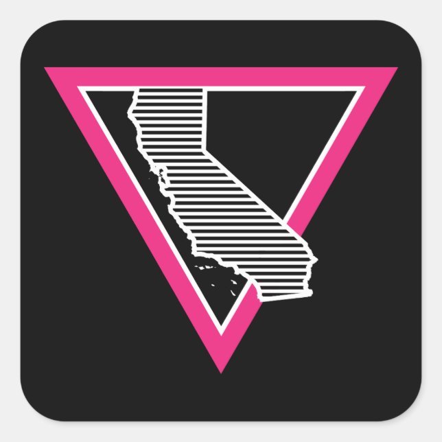 Pegatina Cuadrada rayas triangulares rosadas california (Anverso)