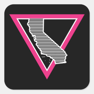 Pegatina Cuadrada rayas triangulares rosadas california