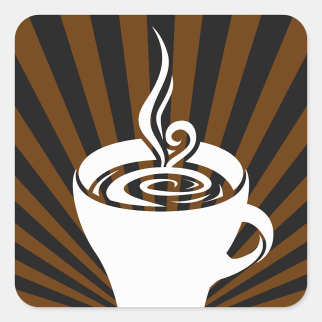Pegatina Cuadrada rayos de café (Anverso)