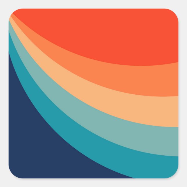 Pegatina Cuadrada Rayos solares retro coloridos (Anverso)