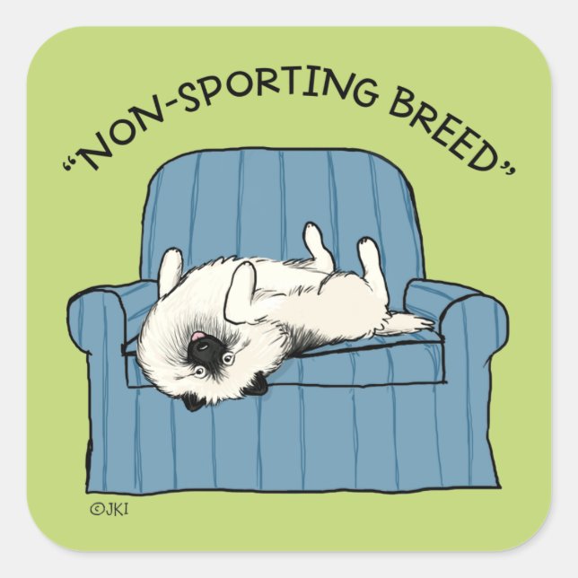 Pegatina Cuadrada Raza no deportiva Keeshond | Perro divertido Keesi (Anverso)