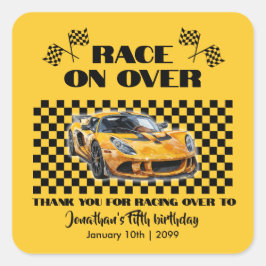 Pegatina Cuadrada Raza Sobre Cualquier Edad Cumpleaños Coche Deporti