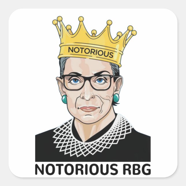 Pegatina Cuadrada RBG BLACK - Ruth Bader Ginsburg (Anverso)