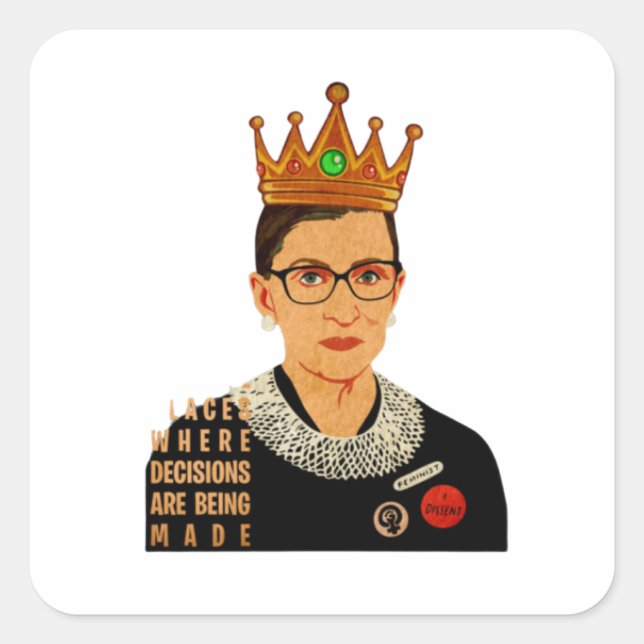 Pegatina Cuadrada RBG I discrepa de Ruth Bader Ginsburg (Anverso)