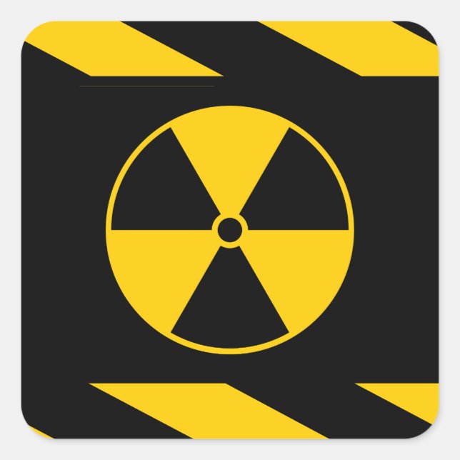 Pegatina Cuadrada Reactor nuclear radiactivo amarillo y negro (Anverso)