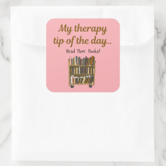 Pegatina Cuadrada Read More Books –  Book Lover Therapy Sticker