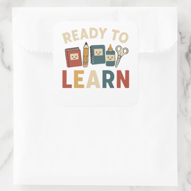 Pegatina Cuadrada Ready to learn funny school memes (Bolso)