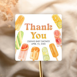 Pegatina Cuadrada Ready to Pop Popsicle Baby Shower