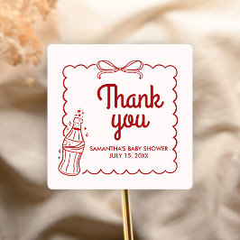 Pegatina Cuadrada Ready to Pop Soda Baby Shower