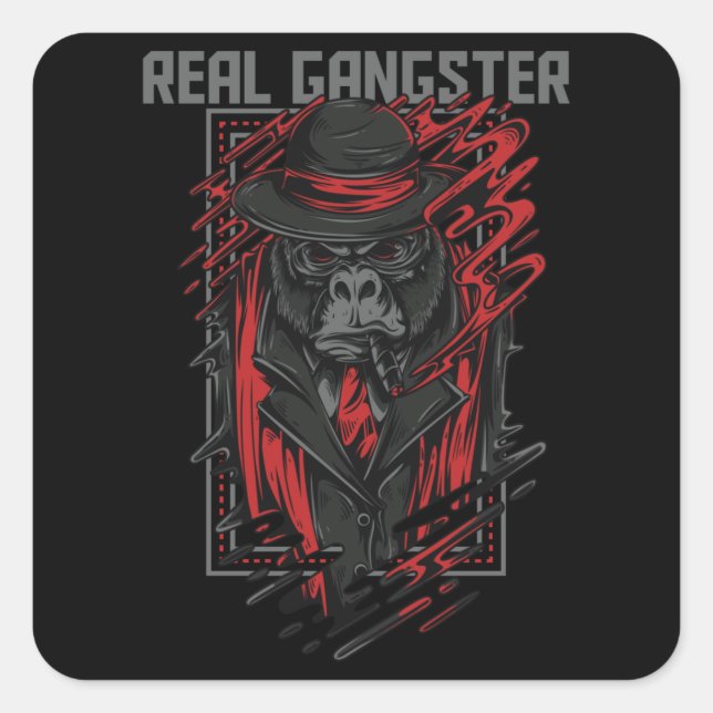 Pegatina Cuadrada Real Gangster (Anverso)