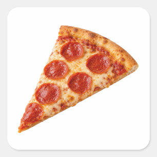 Pegatina Cuadrada Rebanada de pizza de pepperoni aislada