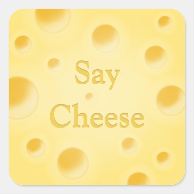Pegatina Cuadrada Rebanada de queso amarillo personalizable "Di Ques (Anverso)