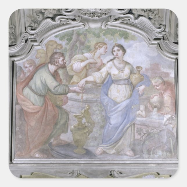 Pegatina Cuadrada Rebecca en el Pozo, de la Refectoria, 1753-54 ( (Anverso)