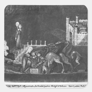 Pegatina Cuadrada Rebecca y Eliezer en el pozo