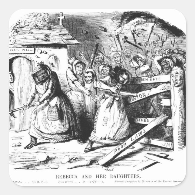 Pegatina Cuadrada Rebecca y sus hijas (Anverso)