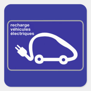 Pegatina Cuadrada Recargar los coches eléctricos Stn, Rótulo de tráf