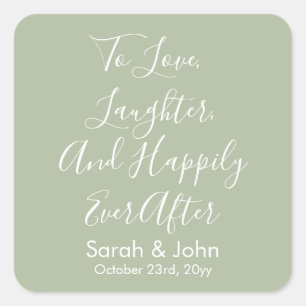 Pegatina Cuadrada Recepción de casamiento con guión personalizado de