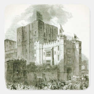 Pegatina Cuadrada Recepción de la Reina Isabel en Kenilworth