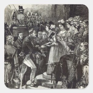 Pegatina Cuadrada Recepción de Louis Felipe en el castillo de