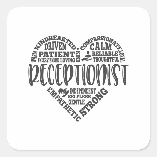 Pegatina Cuadrada Recepcionista, Secretaria, Escuela (Anverso)