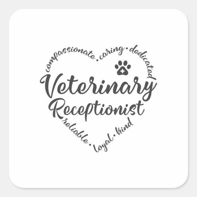Pegatina Cuadrada Recepcionista veterinaria Vet (Anverso)