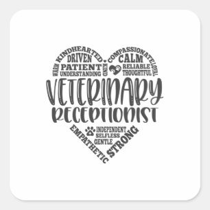 Pegatina Cuadrada Recepcionista veterinaria Vet