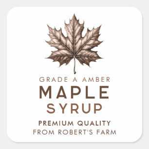 Pegatina Cuadrada Receta casera de jarabe de arce