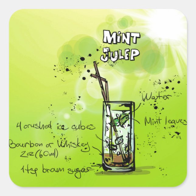 Pegatina Cuadrada Receta de cóctel de bar (Anverso)