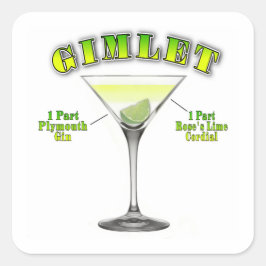 Pegatina Cuadrada Receta de Cóctel Gimlet Martini Arte