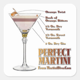 Pegatina Cuadrada Receta de cóctel Martini perfecto arte