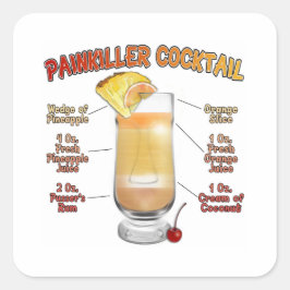 Pegatina Cuadrada Receta de cóctel PAINKILLER Arte  