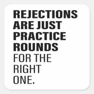 Pegatina Cuadrada Rechazo Alentamiento de texto de palabra en reposi